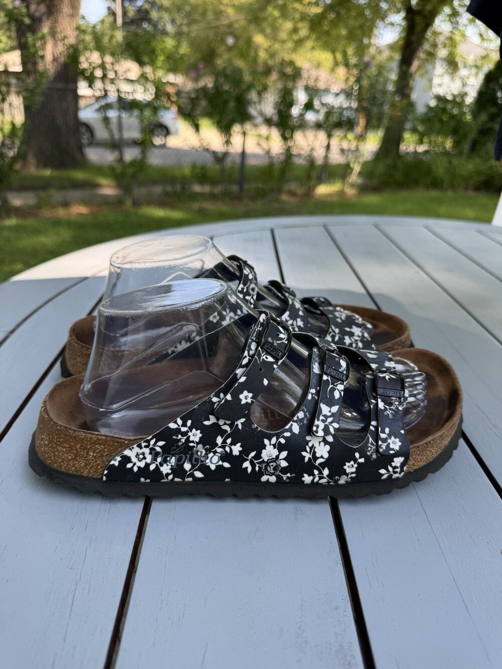 Papillio By Birkenstock Floral Sandals Women Size 40/9 3 Strap Comfort Footbed
